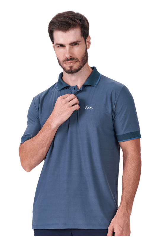Men's B.ON Blue Polo Collar Shirt - 24270852