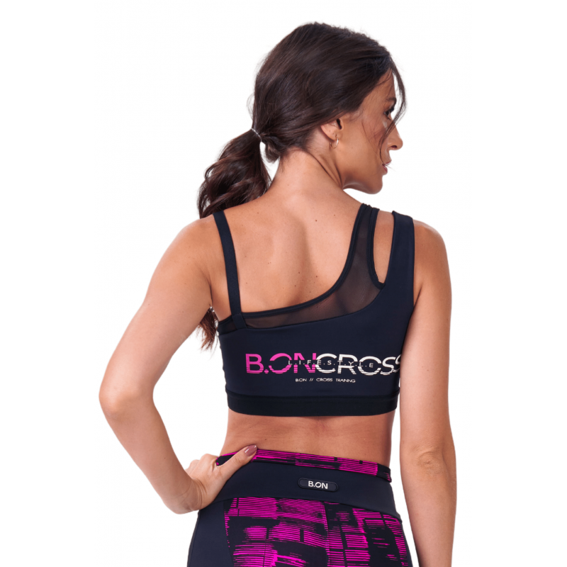 Top Feminino B.ON Cross Preto e Rosa - 24270858
