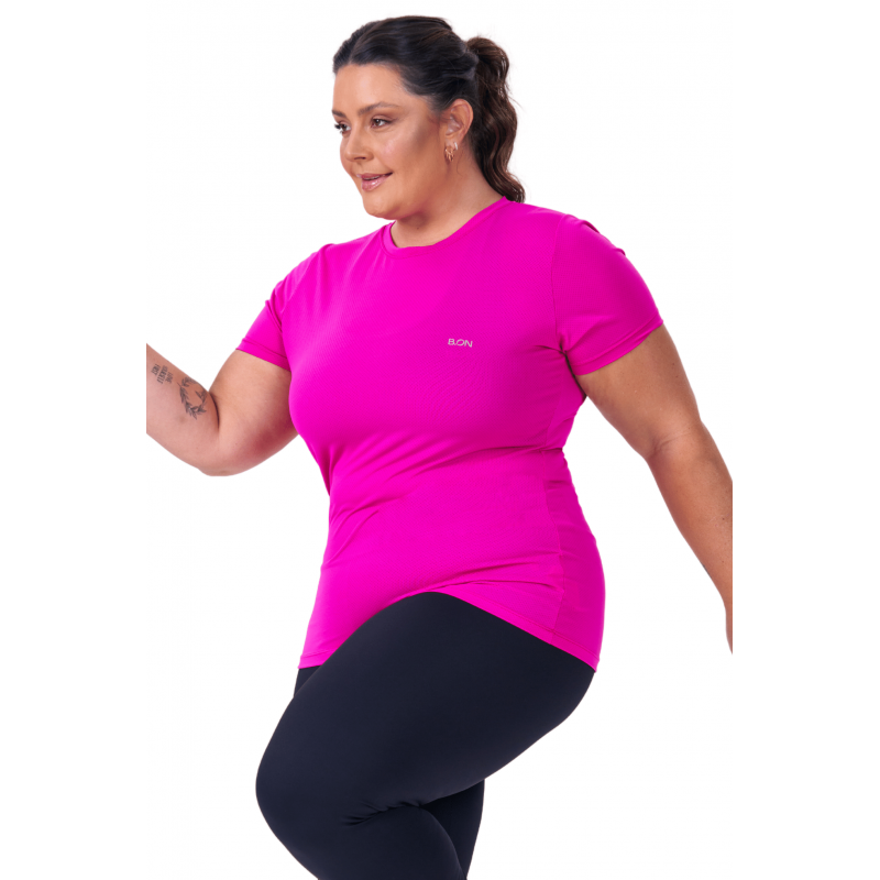 Camiseta Feminina B.ON Dry Plus Size Basic Rosa - 24270893