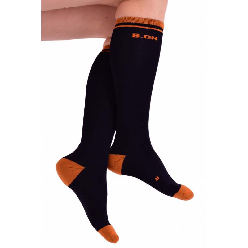 B.ON Black and Orange High Socks - 24270959