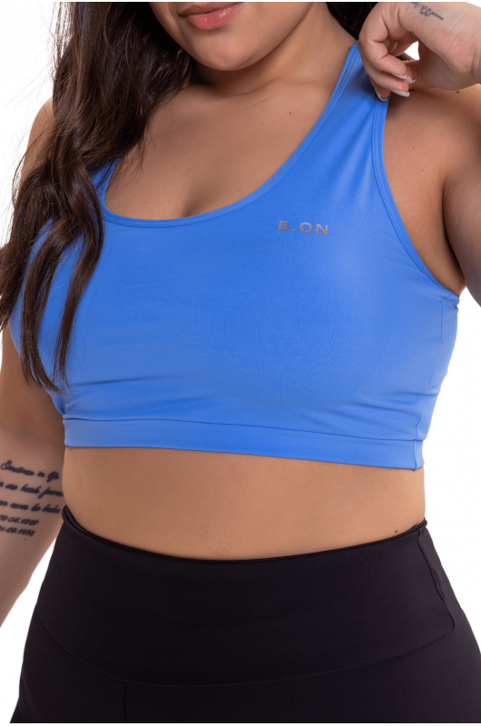 Top Feminino B.ON Plus Size Basic Azul - 24270446