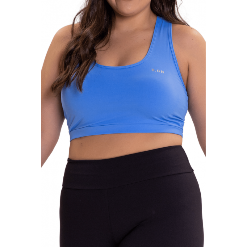 Top Feminino B.ON Plus Size Basic Azul - 24270446
