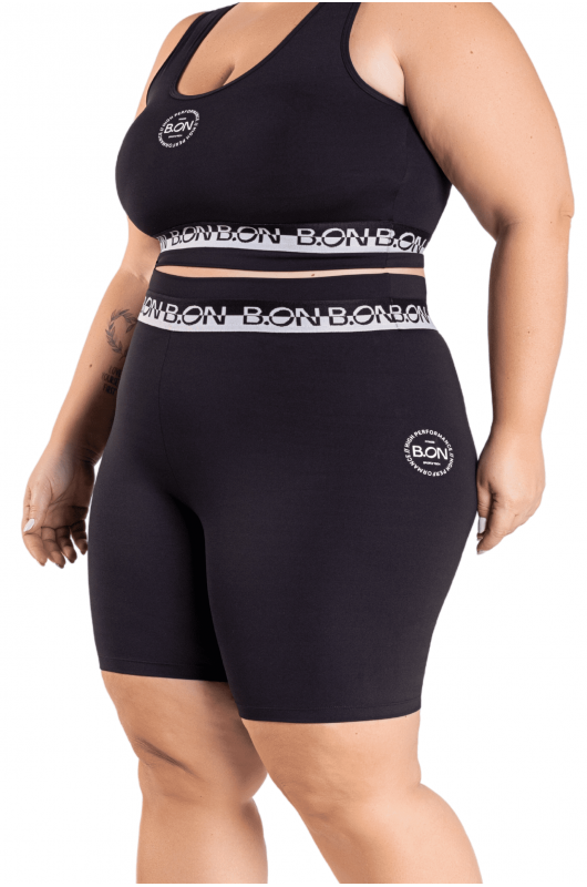 Bermuda Feminina B.ON Plus Size Fitness Black - 24271108