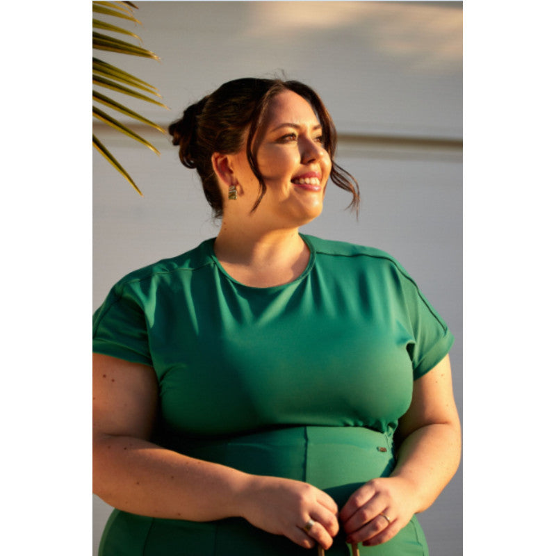 B.ON Blusa informal verde de talla grande para mujer - 24271104