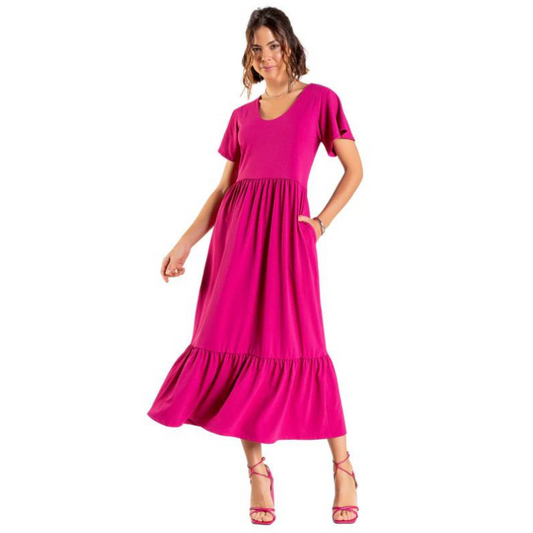 Vestido Feminino B.ON Casual Rosa Fúcsia - 24271047
