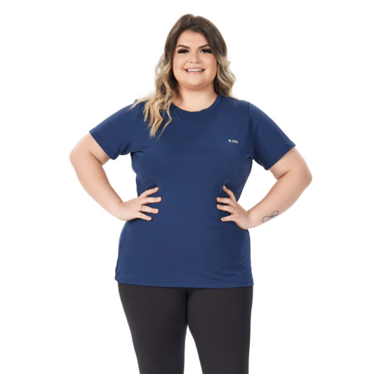 Camiseta Feminina B.ON Plus Size Basic Marinho - 24270300