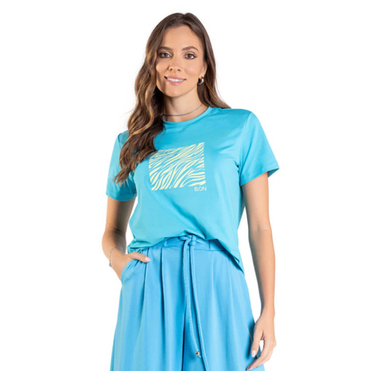 T-shirt Feminina B.ON Casual Azul - 24271135