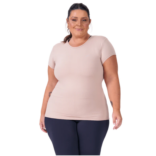 B.ON Plus Size Basic Nude Areia Women's T-Shirt - 24270572