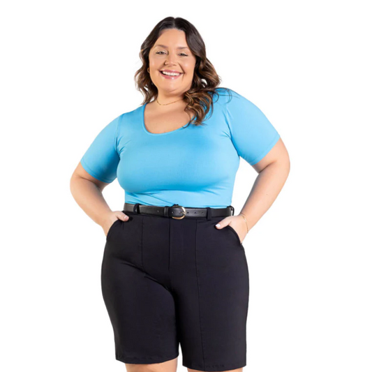 Bermuda Feminina B.ON Plus Size Black Alfaiataria - 24271112