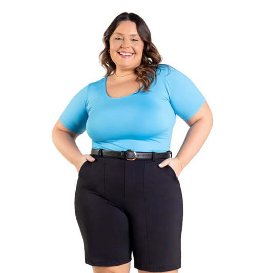 Bermuda Feminina B.ON Plus Size Black Alfaiataria - 24271112