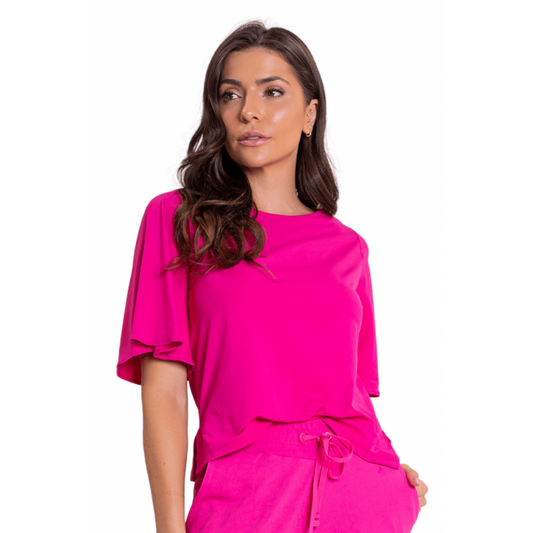 B.ON Women's Blouse with Wide Sleeves Pink Paris - 24270804