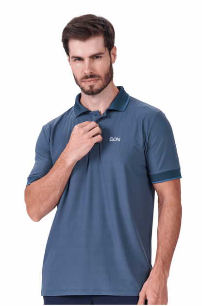 Men's B.ON Blue Polo Collar Shirt - 24270852