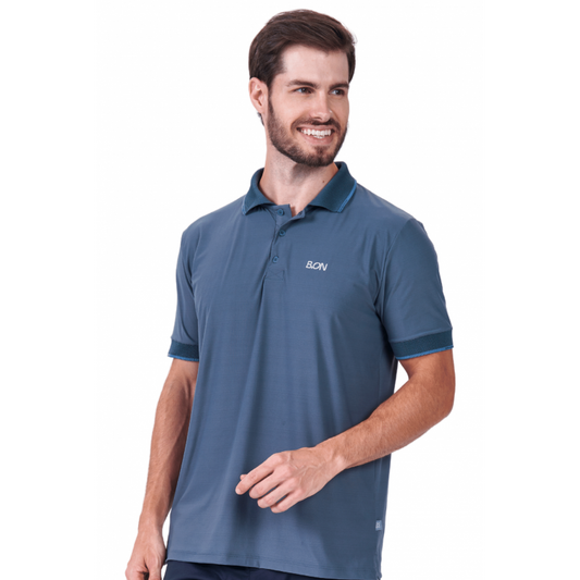 Men's B.ON Blue Polo Collar Shirt - 24270852