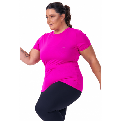 Camiseta Feminina B.ON Dry Plus Size Basic Rosa - 24270893